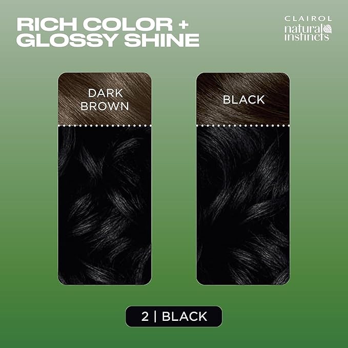 Clairol Natural Instincts 2 Black, Demi-Permanent Hair Dye & Root Touch-Up Bundle