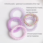 Spiral Hair Tie, 25 Count, Pack of 1 Skin-friendly TPU, Elastic Coil Hair Ties for Women Girls, No Crease Telephone Wire Cord Hair Ties for Thick Hair & Thin Hair, Mixed Color