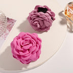 4pcs Handmade Fabric Rose Flower Hair Claw Clip for Women Girls, 3.94" Large Boho Hawaiian Floral Hairpins Barrettes for Thick Thin Hair Styling Accessories(Pink Purple)