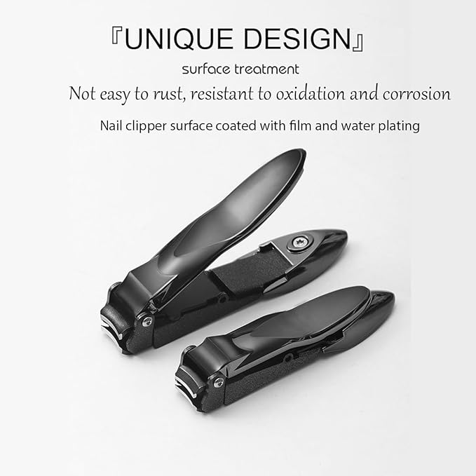 Nail Clippers for Men with Catcher, Heavy Duty Razor-Sharp Self-Collecting Nail Cutter, Ergonomic Lever for Fingernails & Toenails, Ideal Gift for Men & Grooming Gifts (Black)