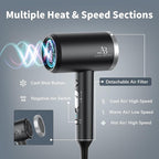 Ionic Hair Dryer with Diffuser, 1800W Blow Dryer for Women & Men, Fast-Drying, Lightweight, Low Noise, Hair Care Styling Tool for Home, Travel, Gifting