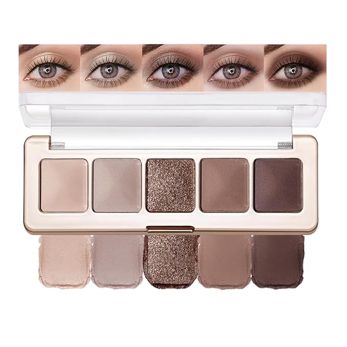Neutral Nude Brown Eyeshadow Palette – Beige, Cool Taupe, Bronze Gold Shimmer, Cocoa Brown & Deep Espresso Matte, High Pigment Blendable Long-Lasting Eye Shadow for Daily Soft Glam & Mature Eyes