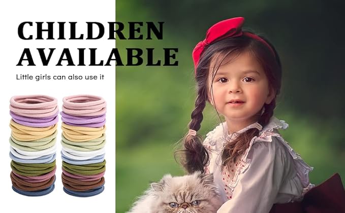 50PCS Womens Elastics Hair Tie, 4mm Colorful Ponytail Holders Hair Bands for Medium to Thick Hair, Curly Hair