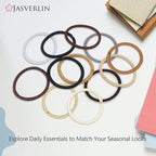 No Metal Hair Ties Brown Elastics Nylon for Women Girls Large Thick Fine Beauty Hair Ties Ponytail Holder Snag Free No Damage No Breakage 4mm 50 pcs JASVERLIN (Light Ash brown)