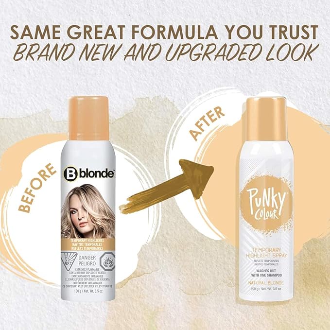 Punky Temporary Hair Highlight Spray – Natural Blonde, Washes Out, Temporary Hair Color Spray for Kids, Women, Hair-Dye, 3.5 oz, 2 Pack
