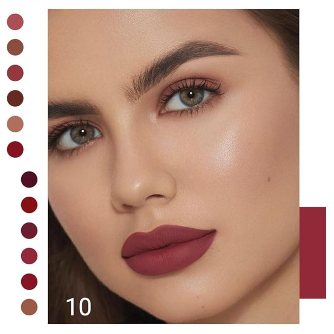 evpct 6Pcs Maroon Red Silky Velvet Matte Liquid Lipstick Lip Gloss Set for Women Long Lasting 24 Hours Color Stay Lipstick labiales matte larga duracion mate 24 horas originales 10#