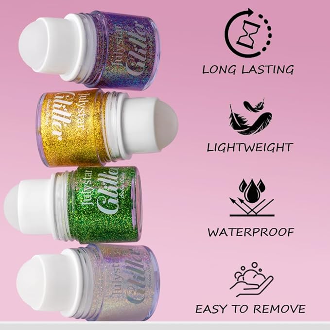 Roll-on Face Body Glitter Gel for Women Kids, Holographic Chameleon Color Glitter Gel Long Lasting Shimmer Makeup for Singer Concerts Music Festival Halloween Rave Accessories (#5 Cherry Glow)