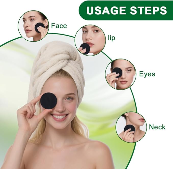 20 Pack Reusable Makeup Remover Pads with Laundry Bag, Environmentally Friendly and Suitable for All Skin Types, Washable Bamboo Cotton Rounds Black