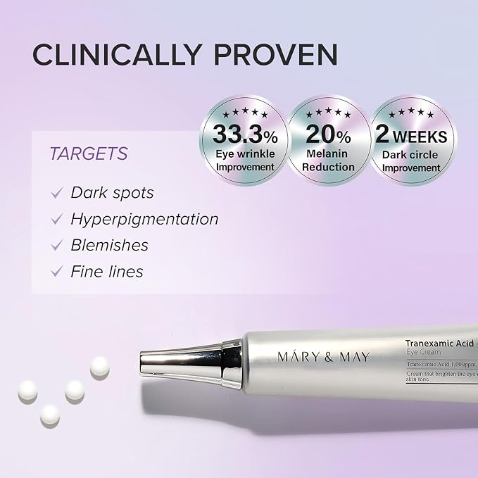 Mary&May Glutathione Eye Cream Special Set - Powerful Antioxidant, Reduces Dark Circles in the Eye, Improve Uneven Skin Tone with Vitamin C, 1.01 oz.+ Mini 0.4oz 2 Pack