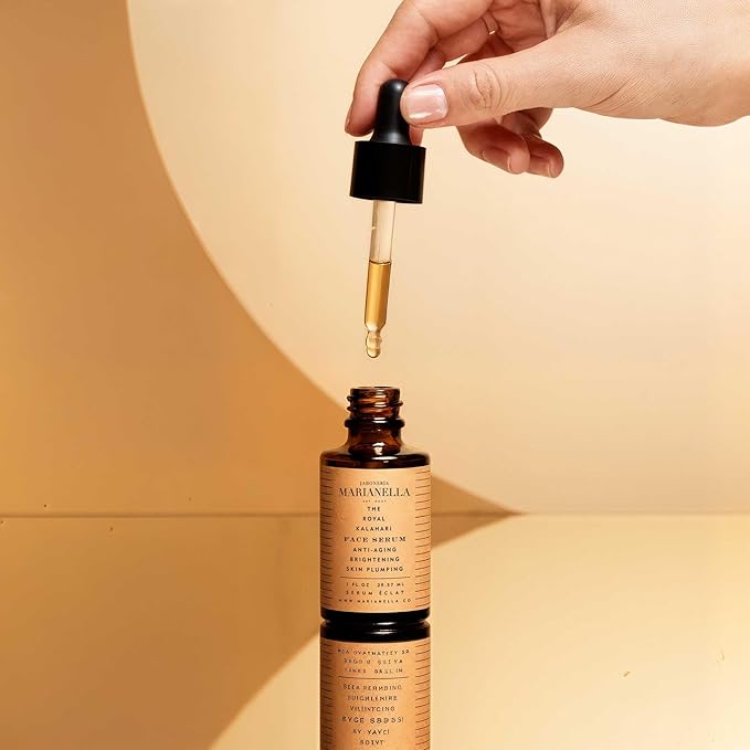 Marianella Anti-Aging Royal Kalahari Face & Eye Serum w/ Pure Hyaluronic Acid, Vitamin C, Vitamin E & Melon Oil, Hydrating & Brightening Facial Care Product for Radiant, Youthful Skin