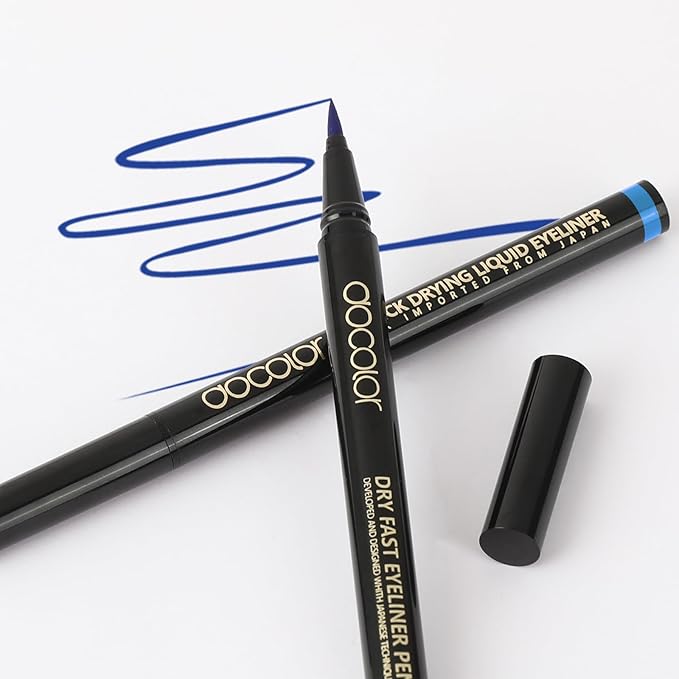 docolor Eyeliner, 2PCS Blue Liquid Eyeliner Waterproof Eye Liner Pen Super Slim Precise All Day Blue Eye Pencils Professional Makeup Liquid Eye Liner Pencil for Women