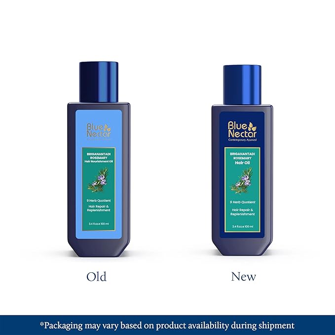 Blue Nectar Rosemary and Bhringraj Ayurvedic Scalp Oil for Hair Growth with Amla, 3.38 Fl Oz