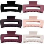4 Inch Big Hair Claw Clips 6 Pcs Large Claw for Thick Hair Square Hair Clips for Women Rectangle Hair Clips Nonslip Acrylic Banana Jaw Clips Hair Accessories for Girls (Brown Scarlet)