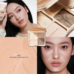 JUDYDOLL Highlight & Contour Palette, All-in-One Matte Highlighter Contour Compact, stocking stuffers, Blendable Makeup for Beginners, for All Skin Tones, Stocking Stuffers (05 Feather Glow Palette)