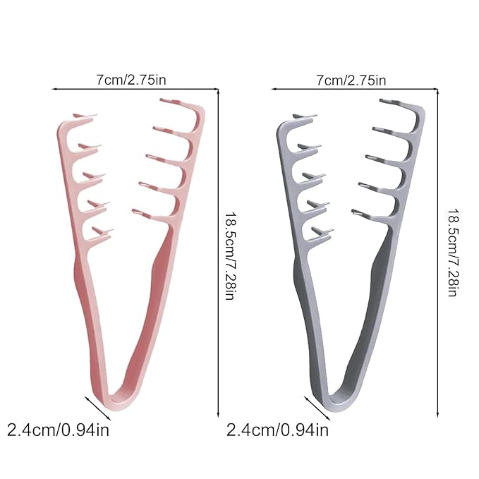 Volugrip Fringe Comb, Textured Styling Comb, Fluffy Curly Hair Comb for Volume & Fringe Parting, Anti-Frizz Styling Tool for Men & Women (Black+Gray)