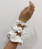 3 Pieces Satin Scrunchies Set for Hair No Crease Elastic Hair Ties for Women and Girls (White)