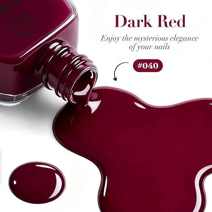 AZUREBEAUTY Dark Red Nail Polish, Quick Dry Nail Lacquer Natural Strengthening Treatment Kit DIY Salon at Home Women Gifts 0.34 fl oz