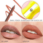 evpct 1Pcs Orange Matte Long Lasting Lip Liner Pencils Makeup for Shaping & Sculpting Lips, No Transfer Long Wear Waterproof Pigmented Lip Liner lipliners Crayon Lipstick Pencil Sharpener 09