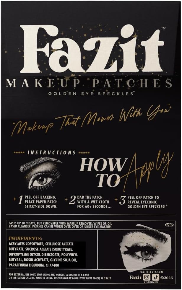 Fazit Makeup Patches - Golden Eye Speckles - Glow Up Make-Up Patches - Cute Glitter Makeup Accessories for Women - Cosmetic Glitter for Face