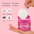 MAREE Collagen Acne Clearing Polishes - Toner Pads with Retinol - Minimizing Wrinkle Zero Pore Pads - Hydrating Toning Collagen Pad with Retinol & Centella Device - Anti Aging Brightening Wipes
