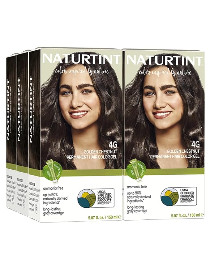 Naturtint 4G Golden Chestnut Permanent Hair Color (Pack of 6), Ammonia Free, Vegan, Cruelty Free, up to 100% Gray Coverage, Long Lasting Results (Packaging may vary)