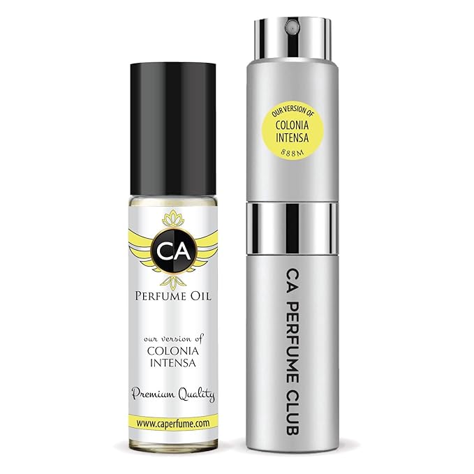 CA Perfume Duo Impression of Colonia Intensa For Men Perfume Layering Set Mens Cologne Long Lasting Travel Size EDP + Body Oil Roll-On Bottle 0.27 Fl Oz+0.33 Fl Oz