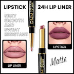 evpct 1Pcs More Mauve Lip Liner and Lipstick Set Kit for Women, Matte Lips Kit with Lip Liner Lip Stains Long Lasting Waterproof 24 Hour Lipstick and Lip Liners Combo Lipliners Pencil 28#