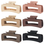 4 Inch Big Hair Claw Clips 6 Pcs Large Claw for Thick Hair Square Hair Clips for Women Rectangle Hair Clips Nonslip Acrylic Banana Jaw Clips Hair Accessories for Girls (Coffee)