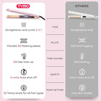 TYMO Flat Iron Hair Straightener and Curler 2 in 1 with 10s Fast Heating, 1 Inch Professional Titanium Straightening Curling Iron with 32 Adjustable Temp and Automatic Shut Off
