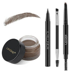 LAVONE Eyebrow Stamp Pencil Kit - Brow Stamp Trio with Waterproof Eyebrow Pencil, Eyeliner, Pomade, Dual-ended Brush - Soft Coffee