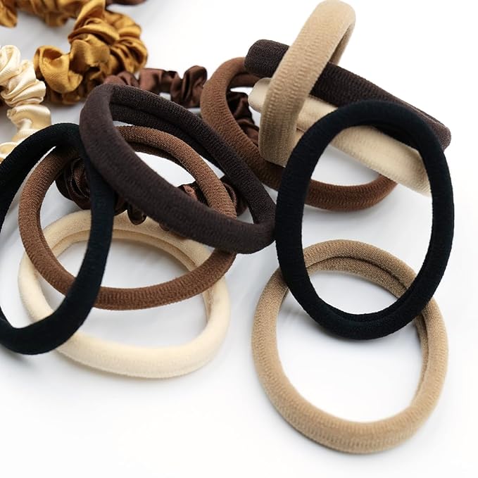 30 Pcs Hair Ties Scrunchies Set for Women - Big Satin Scrunchie for Girls Elastic Hair Bands Soft Small Hair Tie for Thick Thin Hair Ponytail Accessories for Birthday Party Gifts