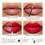 evpct Cool Ruby Red Shiny Longwear No-Budge Liquid Lip Color Lipstick Makeup, Highly Pigmented Color Instant Shine, Waterproof Long Lasting Lipstick Women, Lip Stain Gloss with Lip Liner Brush, 15#