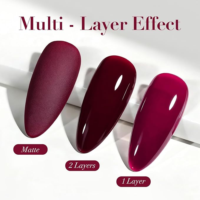 AZUREBEAUTY Dark Red Nail Polish, Quick Dry Nail Lacquer Natural Strengthening Treatment Kit DIY Salon at Home Women Gifts 0.34 fl oz