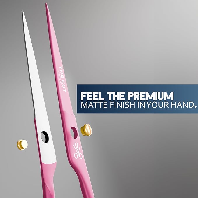 The Cut Factory- 6.5” Professional Hair Scissors - High Carbon 420 Stainless Steel Hair Cutting Scissors, Ultra-Sharp Barber Shears for Salon & Home (PINK)