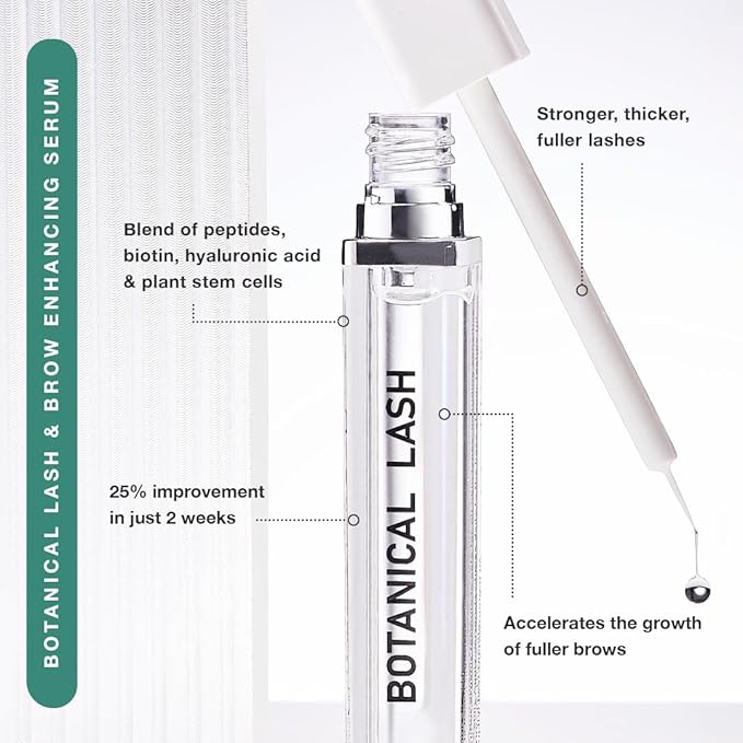 Contours Rx Botanical Lash & Brow Enhancing Serum – Organic, Drug-Free Growth Formula with Peptides & Botanicals – Strengthens, Hydrates & Nourishes – 5ml