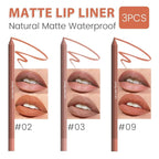evpct 3Pcs Nude Brown Burnt Orange Matte Long Lasting Wear Lip Liner Pencils Makeup Set for Shaping & Sculpting Lips, No Transfer Waterproof Pigmented Lip Liner Crayon lipliners Lipstick Pencil 2+3+9
