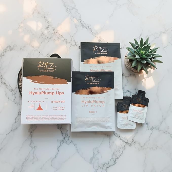 HyaluPlump Lips 2-PACK SET – Innovative Two-Step Lip Care System for Hydrated, Plump Lips Featuring Sodium Hyaluronate, Peptides, and Niacinamide