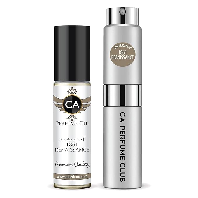 CA Perfume Duo Impression of 1861 Renaissance For Women And Men Perfume Layering Set Long Lasting Travel Size EDP + Body Oil Roll-On Bottle 0.27 Fl Oz+0.33 Fl Oz