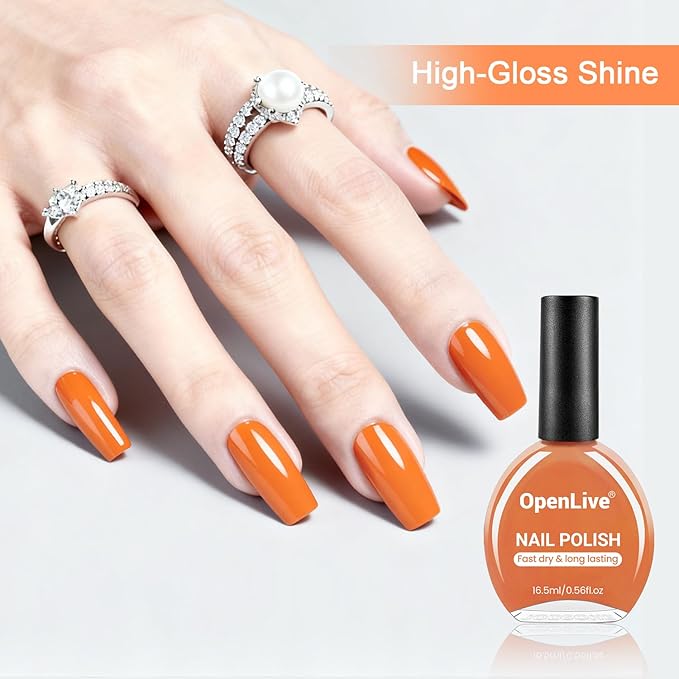 16.5ml Orange Nail Polish Large Volume Quick Drying Nail Polish, Fast Drying and Long Lasting Color Nail Art DIY Home Manicure Gift for Women