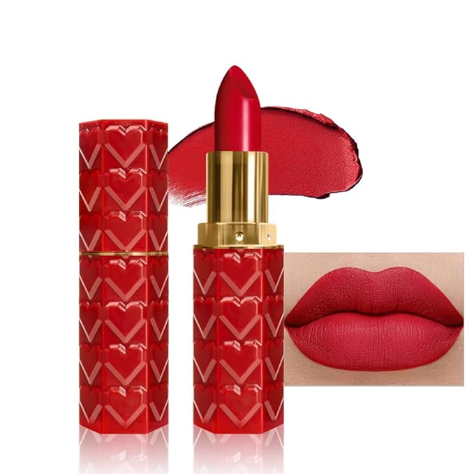 evpct 1Pcs Ruby Red Lipstick, Silky Velvet Matte Lipstick Pack Sets for Women, Long Lasting Smudge Proof Lipstick Lip Stain Makeup Kit matte lipstick 24 hours original R01