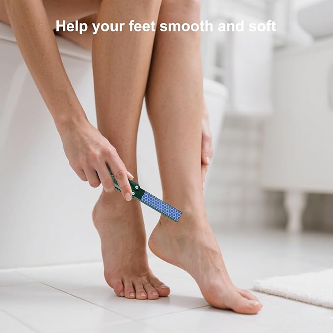 2-in-1 Stainless Steel Foot File & Callus Remover - Dual-Sided Pedicure Scrubber Tool, Hard Dead Skin & Corn Removal, Hygienic Durable Foot Rasp for Soft Smooth Feet (Dark Green)