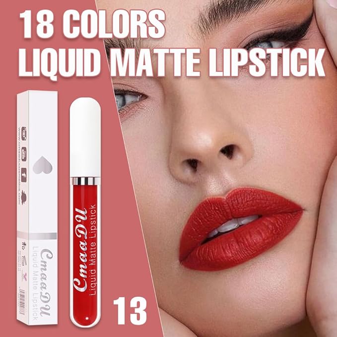evpct 1Pcs Ruby Red Liquid Matte Lipstick Lipgloss Set for Women, labiales mate 24 horas originales matte larga duracion 24 Hour Lipstick Lip Stains Long Lasting Waterproof 24, 13#