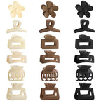 18Pcs Medium Hair Clips for Women Girls - Matte Love, Triangle, Ribbon and Semicircle Styles for Thin/Thick Hair, Cute Nonslip Accessories (White, Brown, Black)
