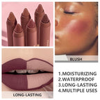 Matte Lipstick Crayon for Women, Dark Purple 24 Hour Lipstick Lip Liner Pencil, Neutral Lip Stick Lipliner Long Lasting Waterproof Smudge Proof, Vegan & Cruelty-Free, 05