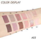 12 Girds Colorful Matte Shimmer Eyeshadow Palette for Eye Makeup,High Pigmented Eye Shadow Primers Powder Palet de sombras de ojos 12-C