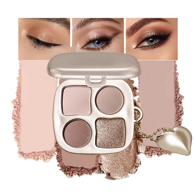 Multi-Finish Eyeshadow Palette, Matte Shimmer Metallic Eye Brightening Palette with Silky Smooth Powder, Fine Shimmer Duochrome Sparkle, Long-Lasting Blendable Shadows for Aegyo-Sal Highlight-1#
