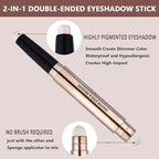 Light Gold Eyeshadow Stick Makeup, Waterproof Hypoallergenic Long Lasting Crayon, Glitter Primer Palette Shimmer Eyeliner Pen with Soft Brush