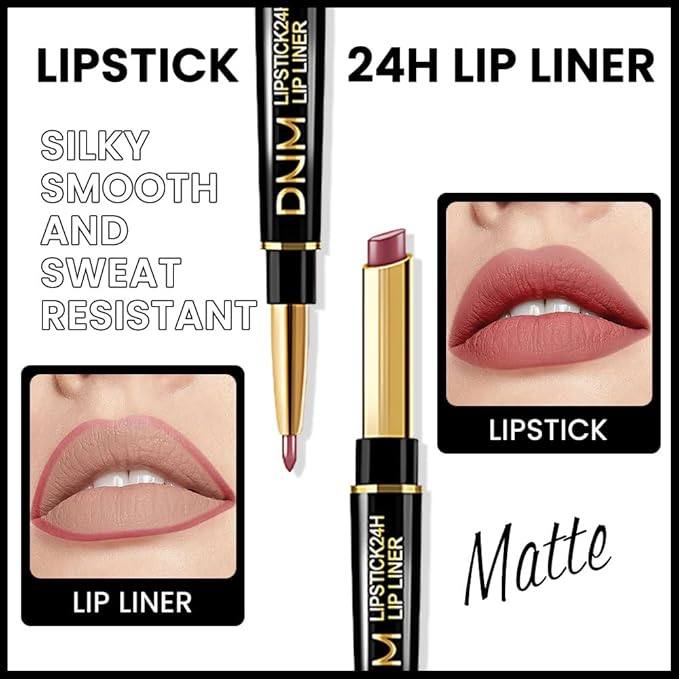 evpct 1Pcs Matte Lip Liner and Lipstick Combo Set Kit for Women, Magic Neutral Lipsticks 24 Hours Original Lipstick and Lips Liner Pencil Stain Gloss Makeup Long Lasting Waterproof, 31# MORE BUFF