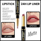 evpct 1Pcs Matte Lip Liner and Lipstick Combo Set Kit for Women, Magic Neutral Lipsticks 24 Hours Original Lipstick and Lips Liner Pencil Stain Gloss Makeup Long Lasting Waterproof, 31# MORE BUFF