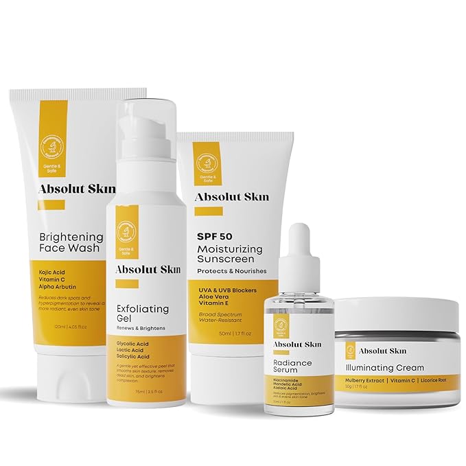 Radiance Bundle – 5-Step Advanced Brightening System – Complete Skincare Kit with Face Wash, Gel, Cream, Serum & SPF Moisturizer